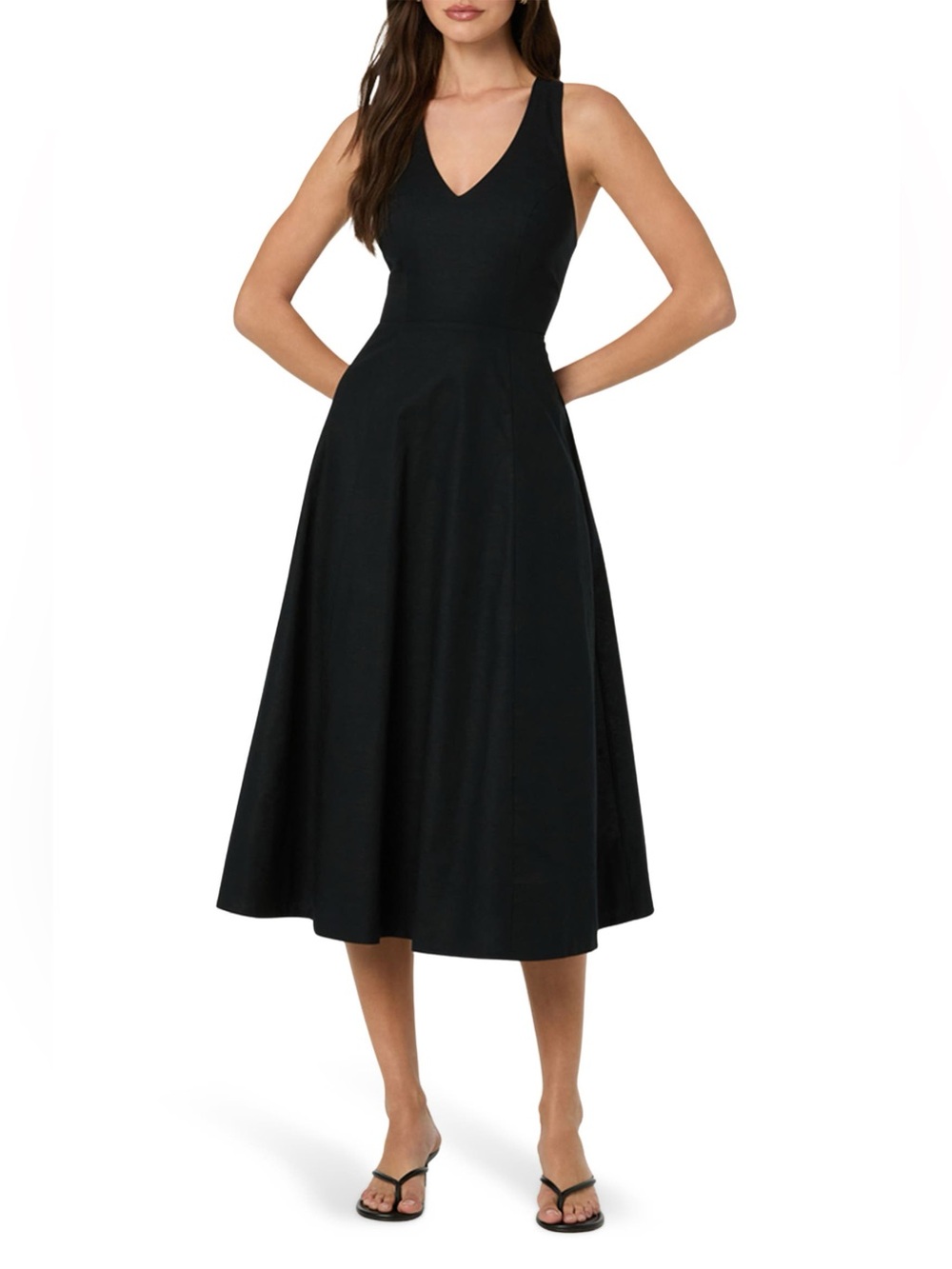 ASTR The Label Crossback Sleeveless Midi Dress Size Medium Black